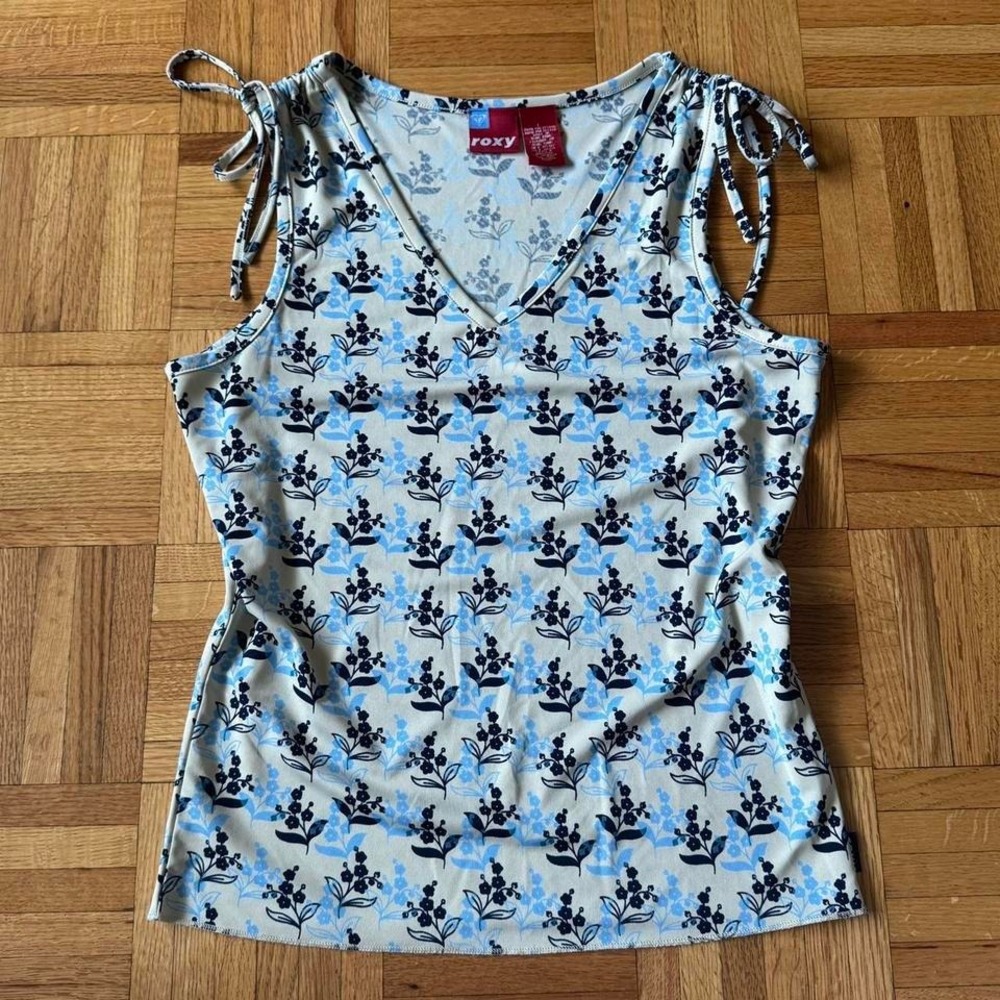 90s roxy floral tie shoulder tank top